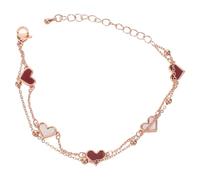 BESPORTBLE Layered Heart Bracelet - Adjustable Double Layer Chain Bracelet With Heart Mother-Of-Pearl Pendant - Classic Ladies Jewelry For Valentine'S Day Party Wear Holiday Everyday Fashion