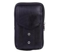 BESPORTBLE Leather Change Purse for Men with Multiple Compartments and Zipper Design, Sl lack Leather Vertical Waist Pouch Holds Cash and Sunglasses, for Everyday Organisational Use