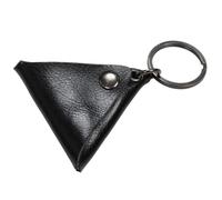 BESPORTBLE Leather Guitar Pick Holder Triangle Case for Guitarists Black | Metal Button Closure, Lightweight Organiser for Picks and Small Items, Attach to Backpack or Gig Bag