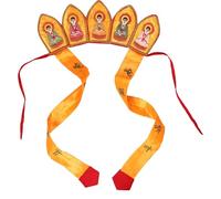 BESPORTBLE Lightweight Orange Buddhist Hat with Intricate Floral Patterns Comfortable Cloth Monk Headwear for Theater and Buddhist Themed Stage Plays Suitable for Performers and Actors