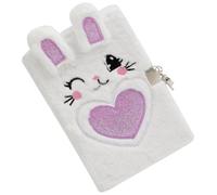 BESPORTBLE Lockable Plush Bunny Diary Notebook with Fluffy Purple Heart Cover, Cute Soft Journal for Note Taking and Secret Writing, Student Lockable Journal
