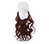 BESPORTBLE Long Curly Wig Baseball Cap with Attached Brown Hair Lightweight Synthetic Wavy Fake Hair Hat for Women Natural Color Stable Construction Enhanced Volume for Outdoor Events and
