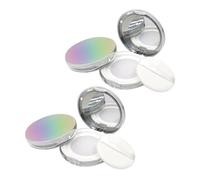 BESPORTBLE Loose Powder Box with Flip-lid and Mesh, Compact Abs Case Suitable for Foundation and Prickly Heat Powder, 5g, 2pcs with Puff