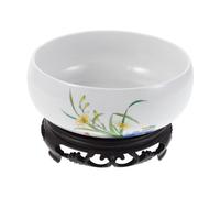 BESPORTBLE Lotus Bowl Planter Ceramic Hydroponic Flower Vase with Plastic Base Indoor Pot for Narcissus Pothos Water Plants Air-purifying Minimalist Design Aquatic Planting
