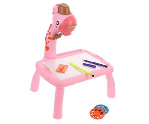 BESPORTBLE Lovely Pink Giraffe Projection Painting Board for Compact Creative Drawing Projector Table Intellect Glowing Graffiti Board Enhancing Coordination and Imagination