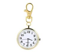 BESPORTBLE Luminous Pocket Hanging Watch Key Ring Watch Gold Case and White Dial Unisex Keychain for Middle-Aged and Elderly Suitable for Daily Use