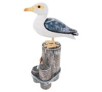 BESPORTBLE Mediterranean Style Solid Wood Seabird Statue Nautical Home Decor Hand Carved Coastal Table Ornament for Living Bathroom Desktop Display