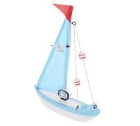 BESPORTBLE Mediterranean Style Wooden Sailboat Ornament Desktop Sailing Ship Decor with Seagull Resin Accents Home Office Decoration for Bedroom Living Study