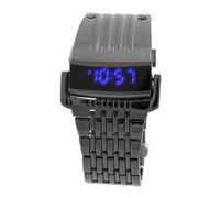BESPORTBLE Men's LED Digital Wrist Watch Black Alloy Band with Blue LED Display Date Function Water Resistant Design Stylish Precise Timekeeping