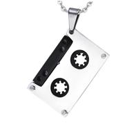 BESPORTBLE Men's Titanium Steel Hip Hop Music Cassette Tape Pendant Necklace Stylish Jewelry for Casual Wear for Music Lovers