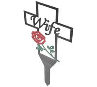 BESPORTBLE Metal Cemetery Cross Stake for Wife - Outdoor Garden Memorial Grave Marker, Metal Memorial Cross Stake Decoration for Cemetery and Burial Site
