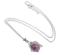 BESPORTBLE Metal Crystal Holder Necklace with Hollow Cage Pendant for Women Silver Mesh Bag Design DIY Gemstone Display Jewelry