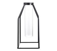 BESPORTBLE Metal Frame Planter with Square Glass Tube, Easy to Clean Hydroponics Container for Indoor Flower Arranging, Suitable for Men and Women