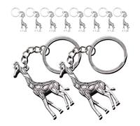 BESPORTBLE Metal Giraffe Keyring 10Pcs Silver with Cute Pendant for Backpack Decoration Car Keys and Birthday