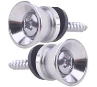 BESPORTBLE Metal Guitar Strap Locks 2Pcs Anti-Off Button with Screws for Electric Bass Guitar Silver for Rock Performance
