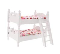 BESPORTBLE Mini Double Bunk Bed Model White Miniature Furniture for Dollhouse Decor Room Accessories Smooth Design for Playsets and Bedroom Scenes