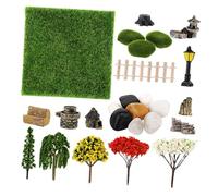 BESPORTBLE Mini Garden Landscape Decoration Tiny Artificial Bonsai Trees Fake Grass and Resin Rocks Dollhouse Courtyard Micro Scenery Kit for Indoor Outdoor Miniature Gardens