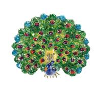 BESPORTBLE Mini Hinged Metal Peacock Trinket Box with Rhinestone Detail | Green Enamel Finish, Compact Portable Storage for Travel or Home Use, Vintage Decorative Keepsake Case