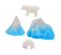 BESPORTBLE Mini Igloo Model Ornament and Polar Animals Figurines Set for Kids, Lifelike Small Ice Houses Toy Mini Bear and Iceberg Figures, Dollhouse Decorations for Arctic Scene Play