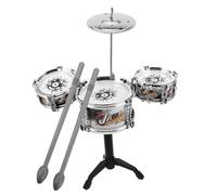 BESPORTBLE Mini Jazz Drum Set for Kids Realistic Sound Effects Sturdy Plastic Construction Early Music Learning Toy Portable Toddler Musical Instrument Kit