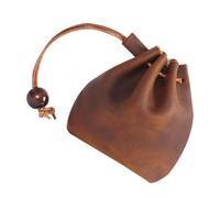 BESPORTBLE Mini Leather Storage Bag Vintage Coin Pouch Lightweight Change Wallet for Daily Use Cute Design Light Brown for Coins Keys and Essentials