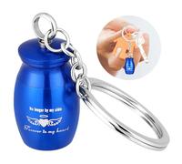 BESPORTBLE Mini Pet Urn Keychain Blue Metal Ash Container Pendant Memorial Keepsake for Dog and Cat Ashes with Hanging Ornament