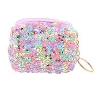 BESPORTBLE Mini Sequin Coin Purse Keychain Cute Rainbow Change Wallet Organizer for Boy Girl Women Cloth Material Adorable Lightweight Accessory for Coins Essentials