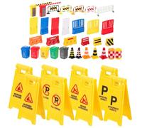 BESPORTBLE Mini Traffic Sign Models Educational for Plastic Roadblocks and Street Signs for Pretend Play Traffic Scene Simulation for Cooperative Learning and Imaginative Fun
