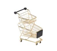 BESPORTBLE Mini Two-tier Alloy Shopping Cart for Electroplating Finish Pretend Play Trolley for Boys and Enhances Color Recognition and Imagination Development Easy to Move Flat Surfaces