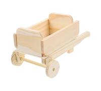 BESPORTBLE Mini Wooden Farm Cart Model DIY Assembly Small Trolley Decorative Miniature Garden Trolley for Dollhouse Collectors Desktop Display