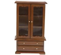 BESPORTBLE Miniature Bookshelf Display Cabinet for Dollhouse Walnut Color Three Design for Mini Book Collection and Home Decor