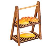 BESPORTBLE Miniature Bread Shelf for Dollhouse Wooden Decorative Stand Lovely Mini House Decor Mini Bread Stands for DIY Projects and Landscaping Miniatures