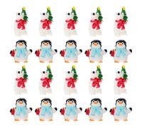 BESPORTBLE Miniature Christmas Figurines, 20 Pcs Mini Penguin Bear Winter Animals Cake Topper, Xmas Resin Miniature Figurine for Fairy Garden Dollhouse Accessories Desktop Christmas Decoration