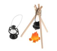 BESPORTBLE Miniature Dollhouse Camping Set with Realistic Micro Firewood and Hanging Pot Mini Campfire Props for Dollhouse Accessories Festive Scene Decorations for Photo Props and Cozy