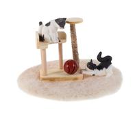 BESPORTBLE Miniature Dollhouse Cat Tree Tower Scale Realistic Wooden Kitten Climbing Frame for Pretend Play and Photography Smooth Finish Cat Figurines for Imaginative Decoration