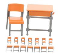 BESPORTBLE Miniature Dollhouse Desk Chair Set Classroom Furniture Model for Creative Role-playing Flexible Use for Dollhouse Study Classroom Scenes Desks and Chairs Included