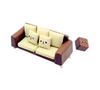 BESPORTBLE Miniature Dollhouse Sofa and Stool Adorable Doll Furniture Prop for DIY Mini Living Room Decor Realistic Scale Couch and Seat Model for Doll House Ornament