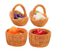 BESPORTBLE Miniature Dollhouse Vegetable Basket Realistic Pumpkin Eggplant Radish Pepper Figurines Creative DIY Decor for Dollhouse Kitchen Market Stall Scenes Collectible Mini Food