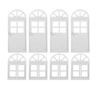 Besportble Miniature Dollhouse Window and Door Kit 8Pcs Diy Craft Accessories for Tiny House Building and Model Town Decoration