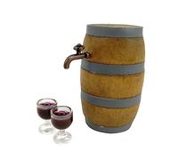 BESPORTBLE Miniature Red Wine Barrel Set Realistic Wine Cellar Decoration for Pub Bar Decor Party Supplies with Faucet Wine Glass Playhouse Accessories