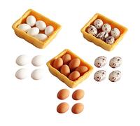 BESPORTBLE Miniature Simulation Egg Basket for Dollhouse Decor with Mini Eggs Including White and Patterned Lightweight DIY Home Decoration Accessories for Miniature Kitchen Scenes