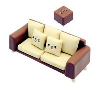 BESPORTBLE Miniature Sofa and Stool for Dollhouse Vintage Style Mini Furniture Props Smooth Surface Dollhouse Decoration DIY Mini Living Room Scene Accessory Miniature Furniture Kit
