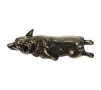 BESPORTBLE Miniature Solid Copper Corgi Dog Figurine, Small Metal Doggy Sculpture for Desk and Garden Decor, Vintage Style Collectible Animal Statue for Home Display