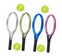 BESPORTBLE Miniature Tennis Racket and Ball Lightweight Mini House Decor Props Micro Landscape Accessories for Dollhouses Bedroom and Living Room Decoration Mixed Colors Pack