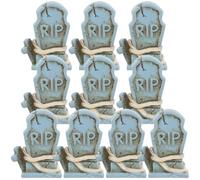 BESPORTBLE Miniature Tombstones Figurine - 10 Pcs Halloween Grave Stone Mini Resin Tombstones Gravestone for House Graveyard Scene Diorama Crafts Halloween Decor Accessories