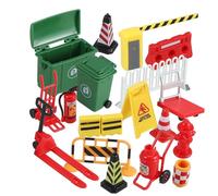 BESPORTBLE Miniature Traffic Barricade Playset Road Signs and Obstacle Models for Childrens Educational Pretend Play Enhances Road Safety Awareness and Fine Motor Skills for Classroom