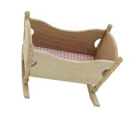 BESPORTBLE Miniature Wooden Cradle Model for Dollhouse Home Cradle Model Doll Cot Furniture Decorative and Educational Mini Crib for Boys and Realistic Miniature Furniture Accessory