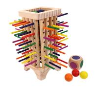 BESPORTBLE Montessori Wooden Board Game for Fine Motor Skills Development with Colorful Sticks and Dice Educational for Creative Learning and Cognitive Growth Portable Design