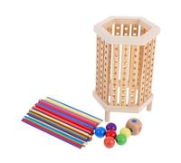 BESPORTBLE Montessori Wooden Board Game with Colorful Sticks for Early Math Learning and Color Sorting Educational Puzzle Enhancing Fine Motor Skills and Cognitive Development for Young