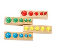 BESPORTBLE Montessori Wooden Cylinder Blocks Educational for Sensory Learning Tools for Brain Development Coordination and Color Recognition Natural Material